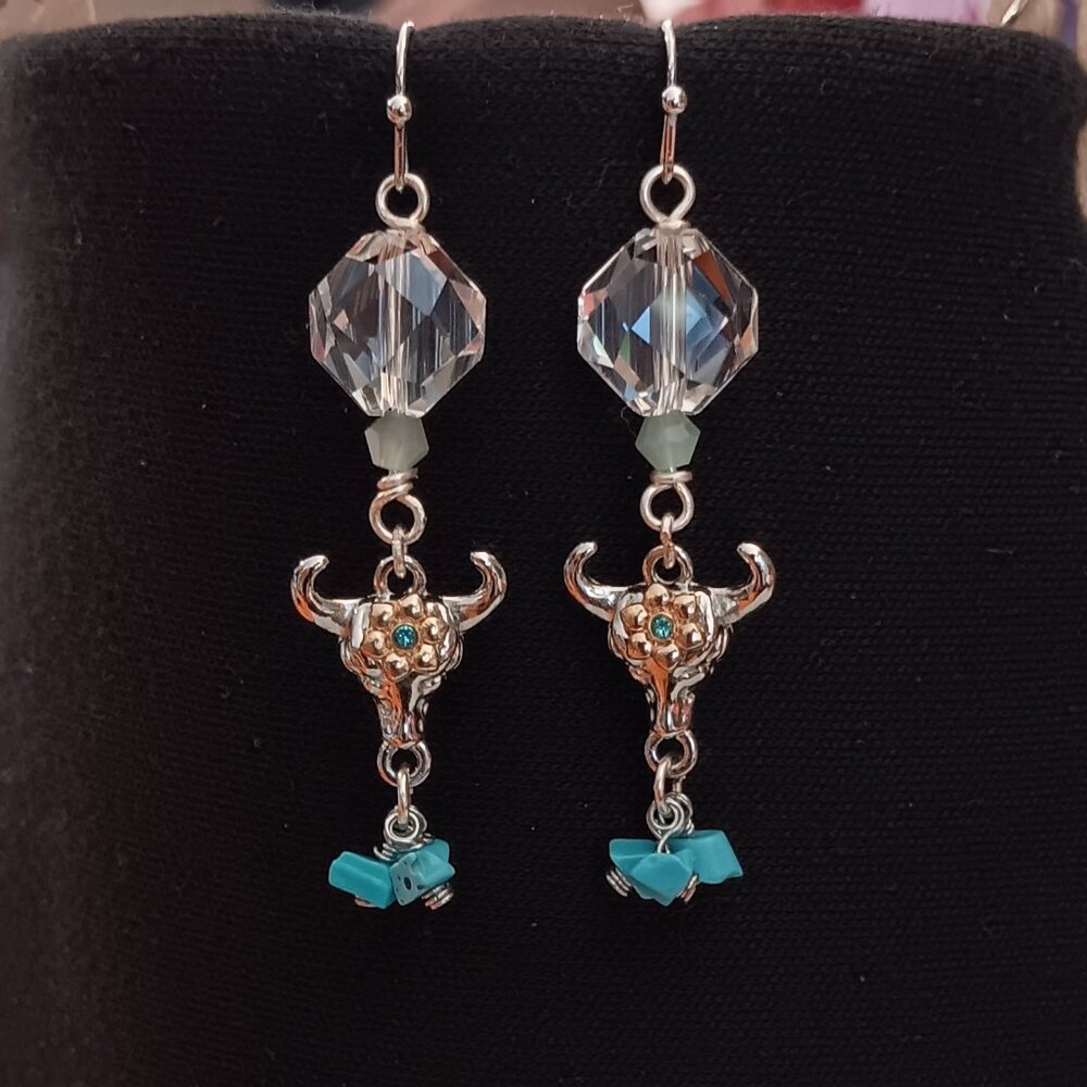 2 for $12 -Gorgeous handmade steer skull earrings!